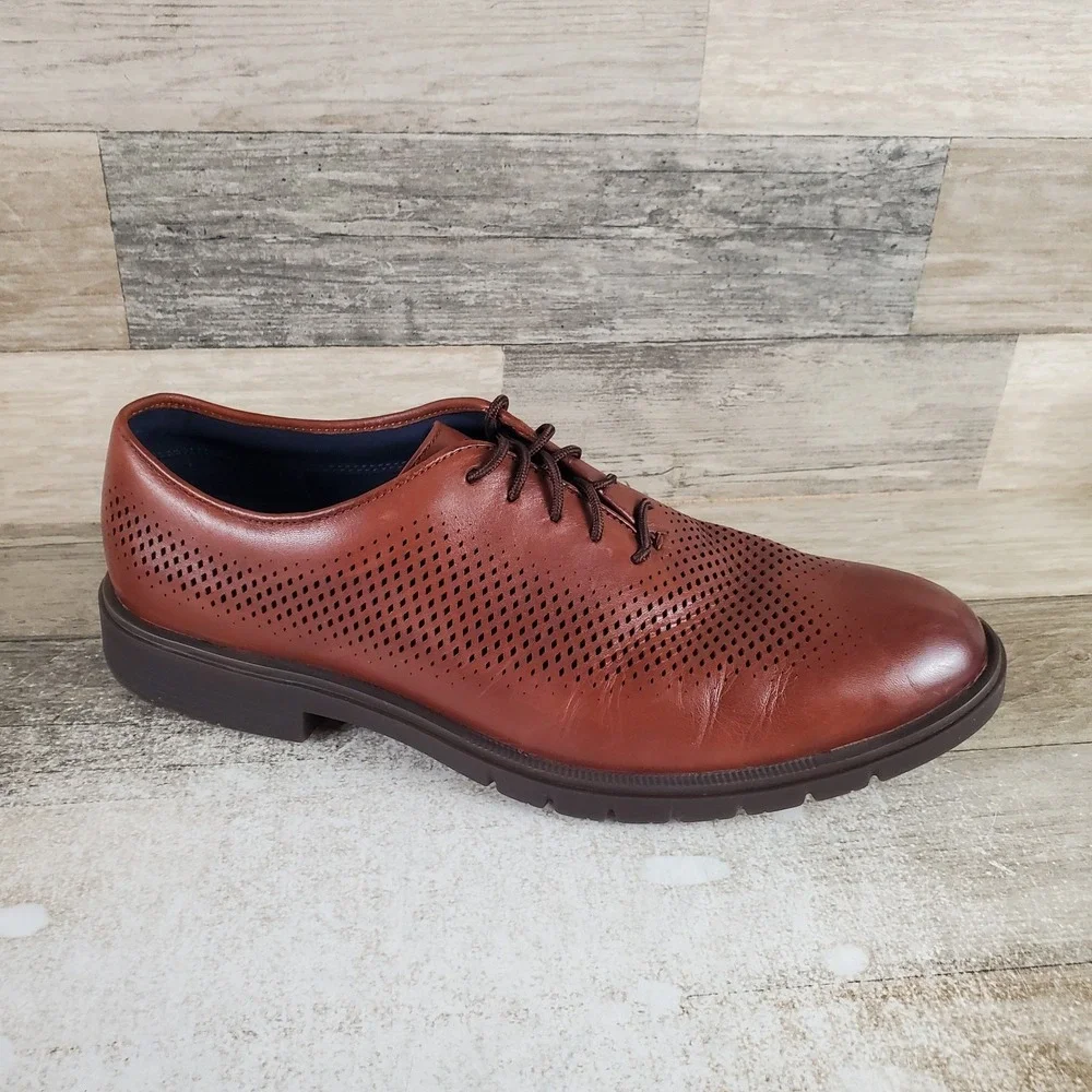 Cole Haan Grandflex Dress Laser Oxfords Shoes Mens Sz 11 M Mahogany Leather